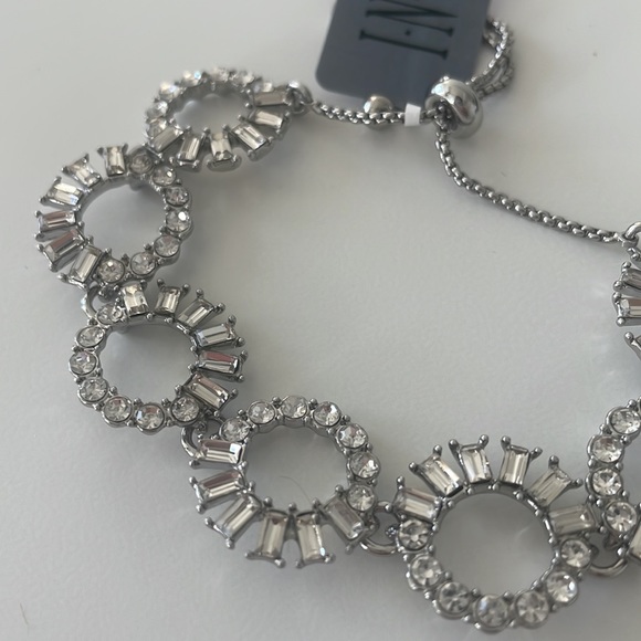 International Concepts INC Crystal Circle Asjustable Slidet Silver Tone Bracelet - Picture 7 of 8